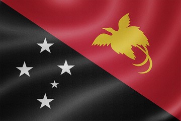 Papua New Guinea flag on the fabric texture background