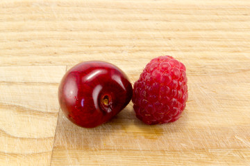 raspberries with cherries