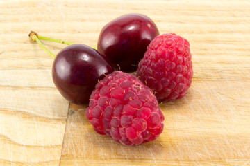 raspberries with cherries