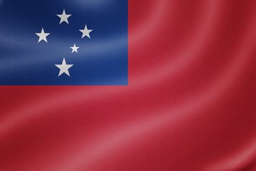 Samoa flag on the fabric texture background