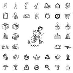 Logistic Hand Drawn icons. Vector