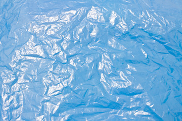 Blue crumpled plastic, backgrounds and textures