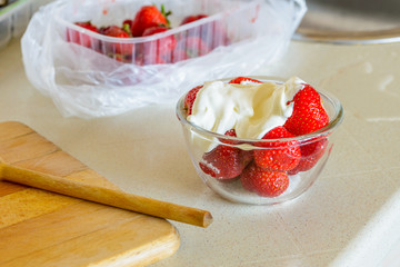 Strawberries with Cream in a Cup