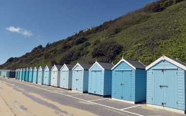 Fototapeta na wymiar Beach huts on promenade, Bournemouth, Dorset