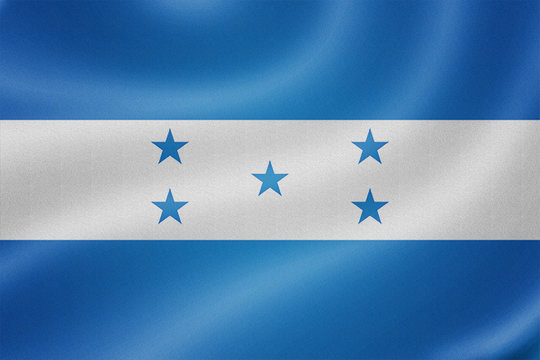 Honduras flag on the fabric texture background