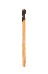 Burnt wooden match isolated on white background