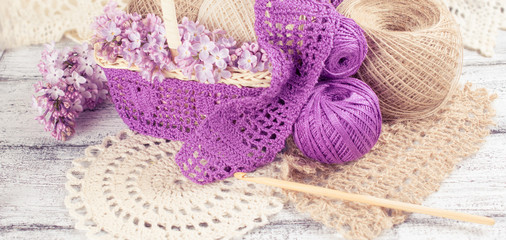 Yarn for crochet and knitted openwork napkins
