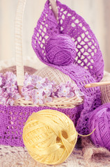 Obraz na płótnie Canvas Yarn for crochet and knitted openwork napkins