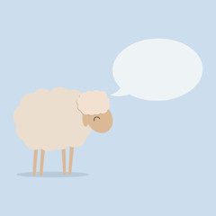 Cute sheep with speech bubble vector illustration, EPS10