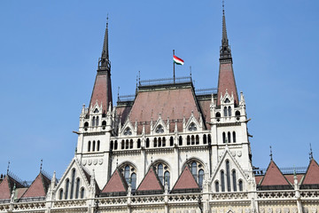 Fototapeta premium Towers of the parliament building, Budapest, Hungary