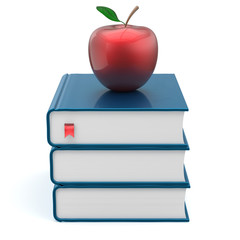 Books textbook stack blank blue and red apple wisdom icon