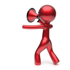 Man megaphone making news announcement character