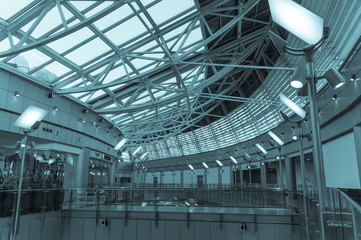 modern interior with glass wall