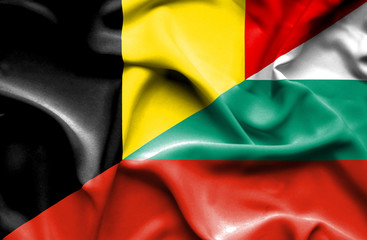 Waving flag of Bulgaria and Belgium