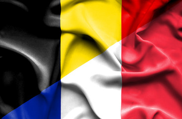 Waving flag of France and Belgium