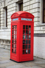 Famous red phone booth in London