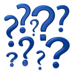 Blue question marks signs