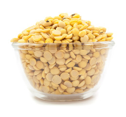 Dried soybean on glass cup isolated