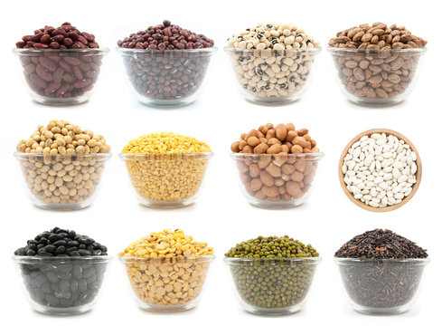 collection of legumes in the cup isolated