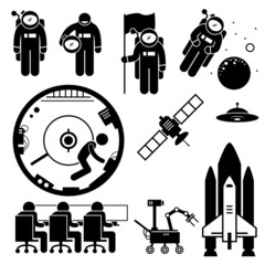 Naklejka premium Astronaut Space Exploration Vector Illustrations