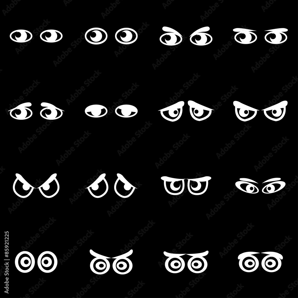 Canvas Prints vector white cartoon eyes icon set