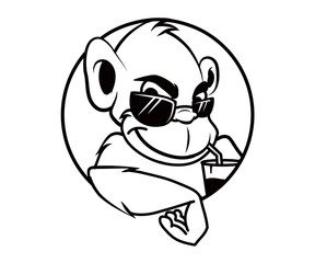 Cool monkey sunglasses emblem