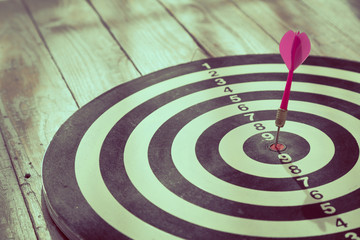 Dartboard on wood wall (Darts Hit Target)