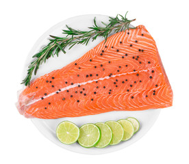 Salmon fillet with pepper lime and rosemary.