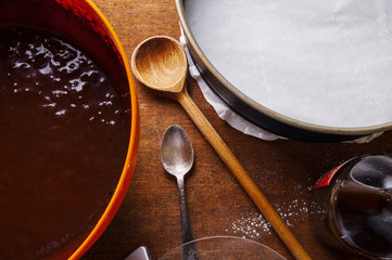 Preparing dough, mixing ingredients