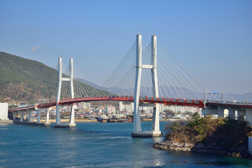 Big Suspension Bridge in Samcheonpo in Korea