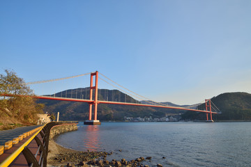 The big suspension bridge of Namhae in Korea