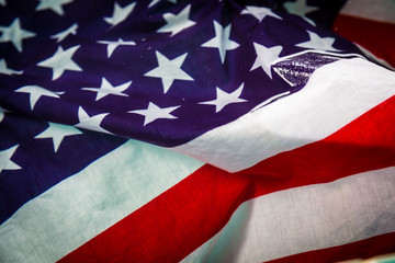 American flag in water