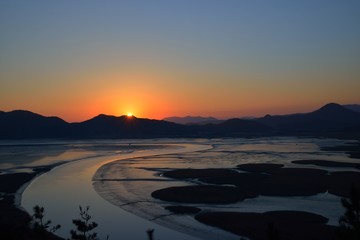 Sunset of Reeds field in Suncheon Bay in Korea
