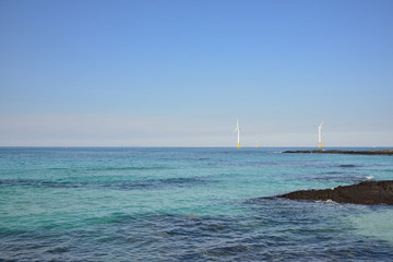 Fototapeta premium wind power generators in seaside, Jeju Island