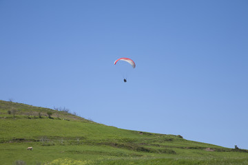 Fototapeta na wymiar paraglider flying