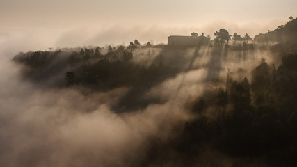Church with fog (Monestir de Santa Cecília de Montserrat)