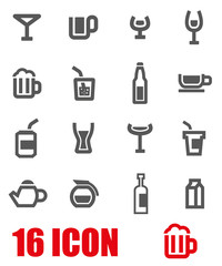 Vector grey beverages icon set