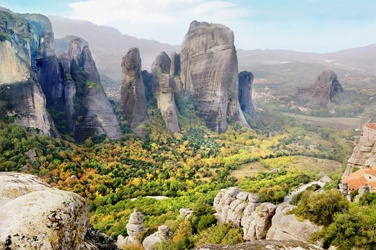 Valley among the mountains, Meteora, Greece