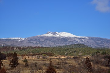 view of Hanla mountain in Jeju Island, Korea