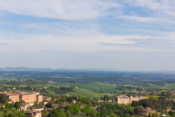Fototapeta na wymiar Panoramic view of Tuscany from Siena in Italy