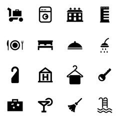 Vector black hotel icon set