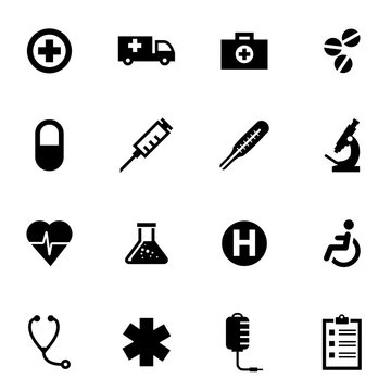 Vector black medical icon set