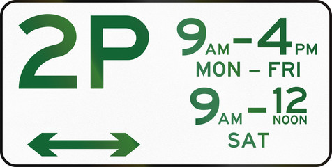 Australian road sign: Parking with time restriction - 2 Hours