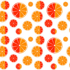 Orange and grapefruit slices seamless pattern background