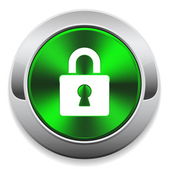 Green login button with metal border on white background