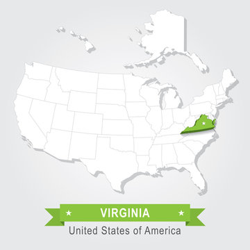 Virginia state. USA administrative map.