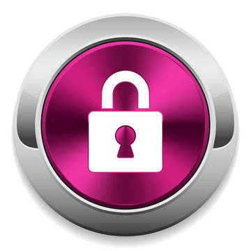 Purple login button with metal border on white background