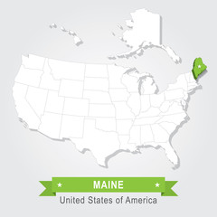 Maine state. USA administrative map.