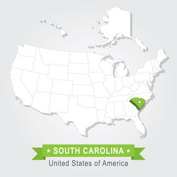 South Carolina state. USA administrative map.