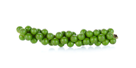 Green peppercorns isolated on the white background